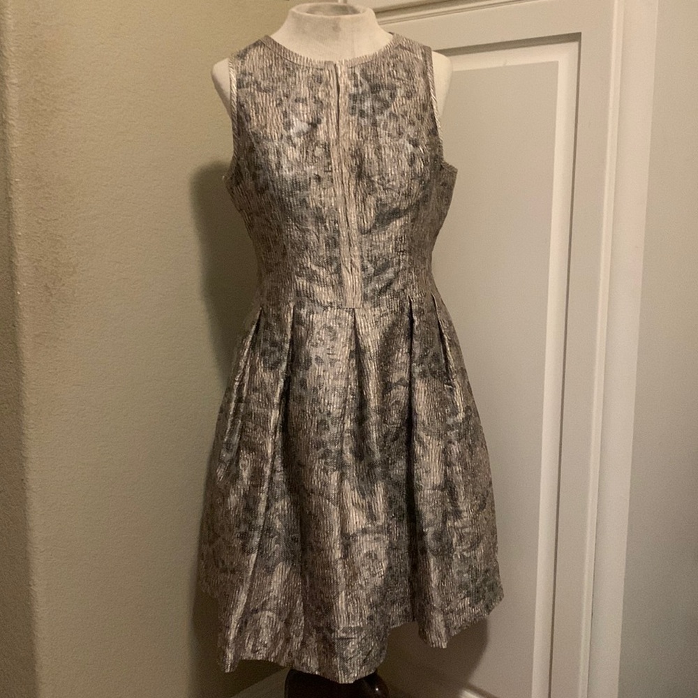 Vince Camuto Metallic Jacquard Flare Dress 6